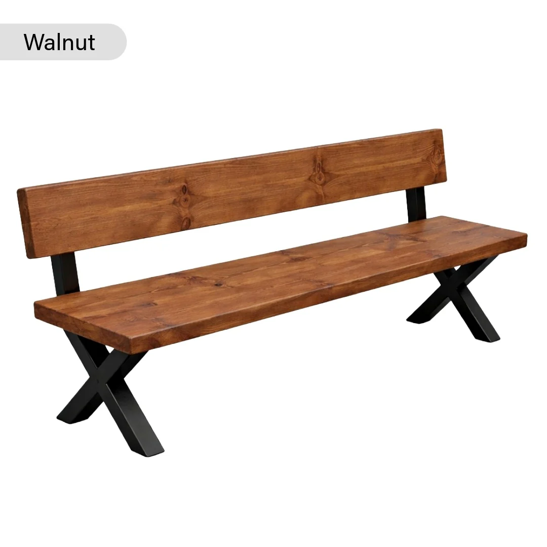 Chunky & Sturdy Bench with Back - Image 4