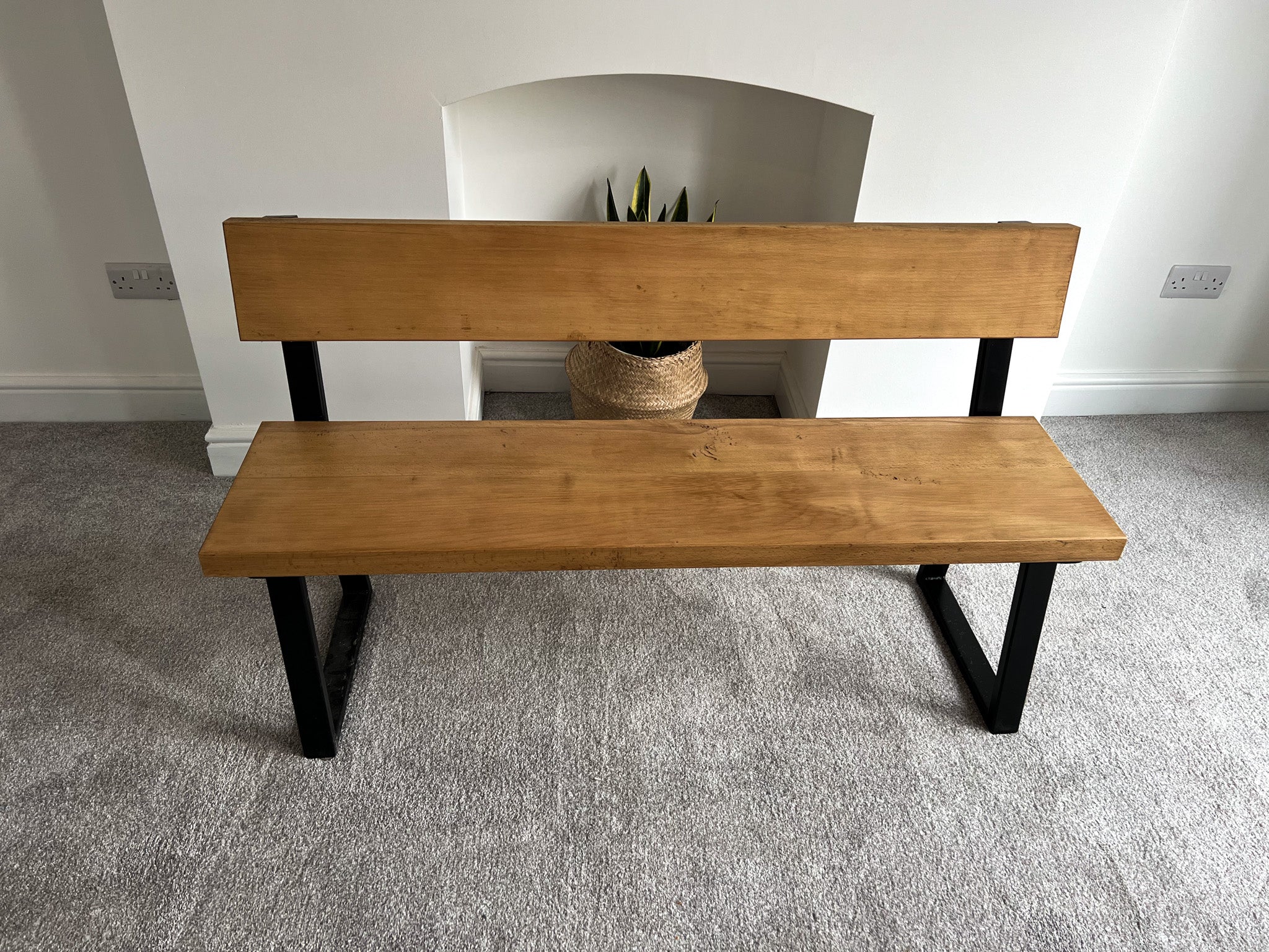 Elegant Beech Bench with Back - Image 4