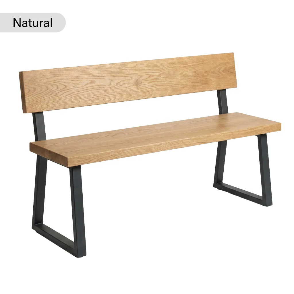 Premium Solid Oak Bench with Back - Image 3
