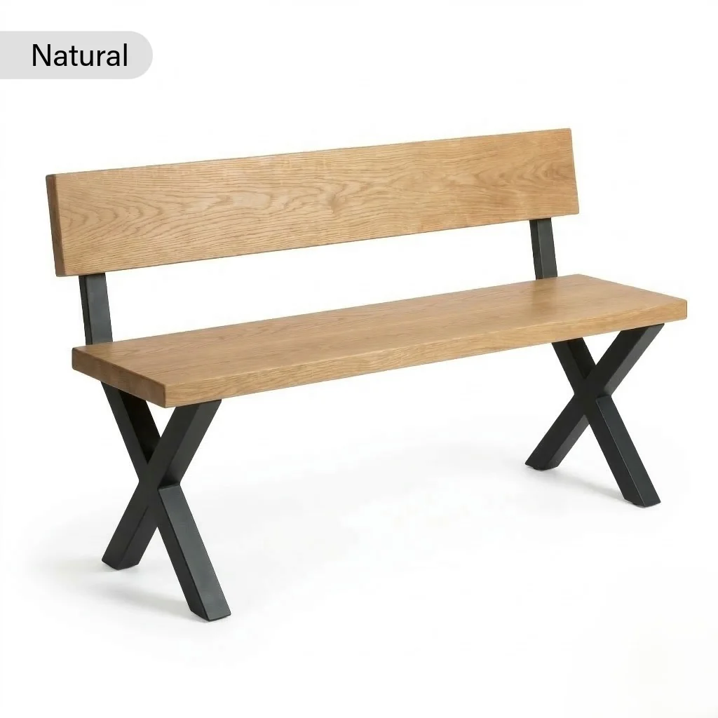 Premium Solid Oak Bench with Back - Image 4