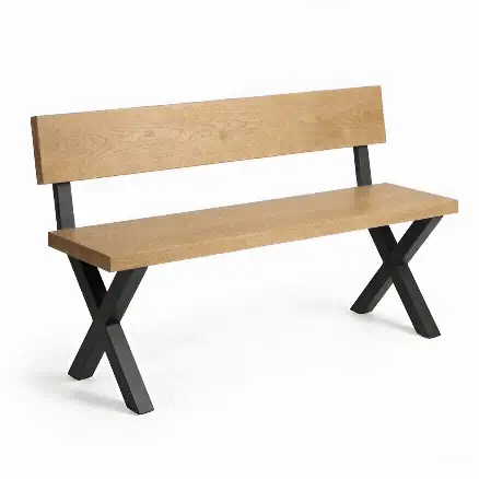 Premium Solid Oak Bench with Back - Image 5