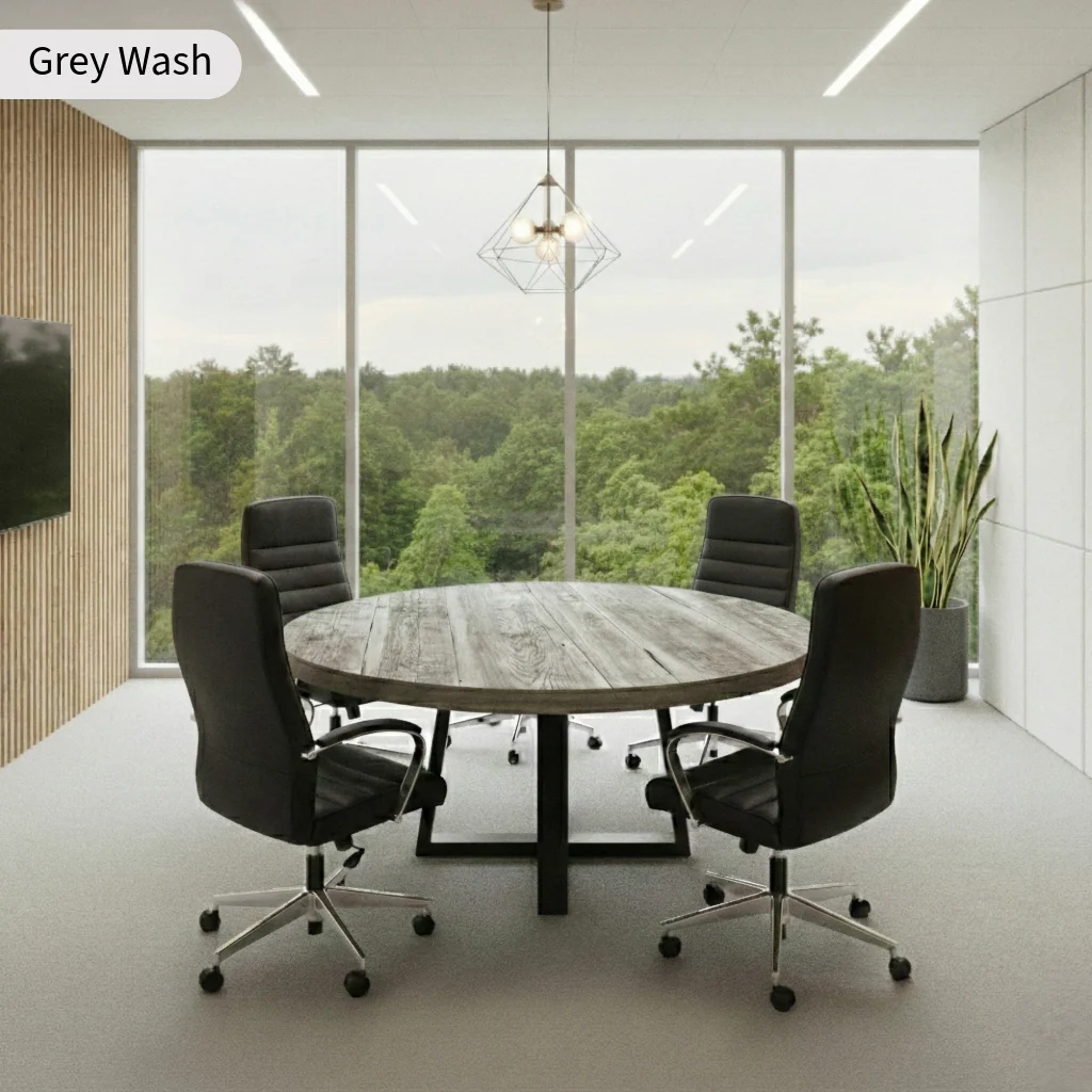 Rustic Canadian Round Meeting Room Table - Image 3