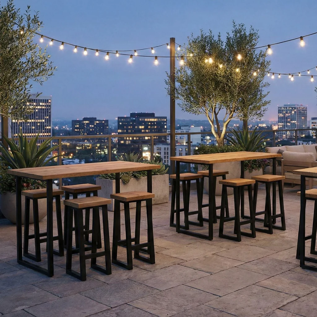 Sleek and Slender Commercial Outdoor Slatted High Bar - Image 3