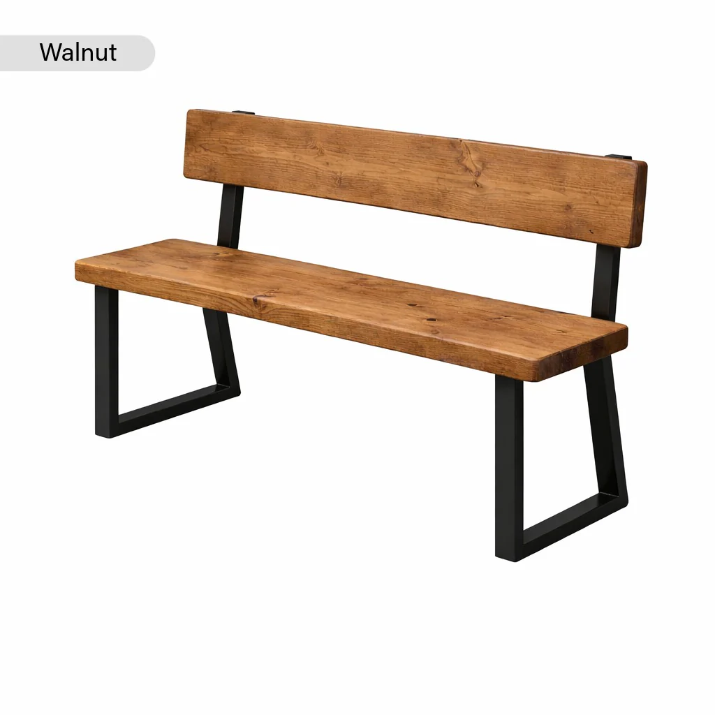Sleek & Slender Reclaimed Bench with Back - Image 5