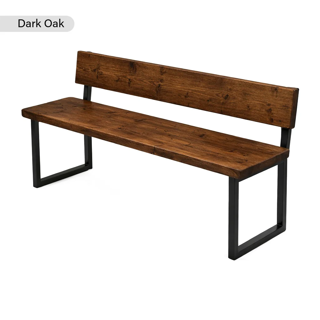 Sleek & Slender Reclaimed Bench with Back - Image 6