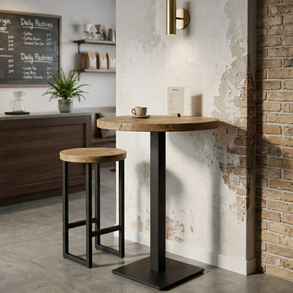 Sleek & Slender Rustic Small Round Poseur Table (Table Top Only) - Image 3