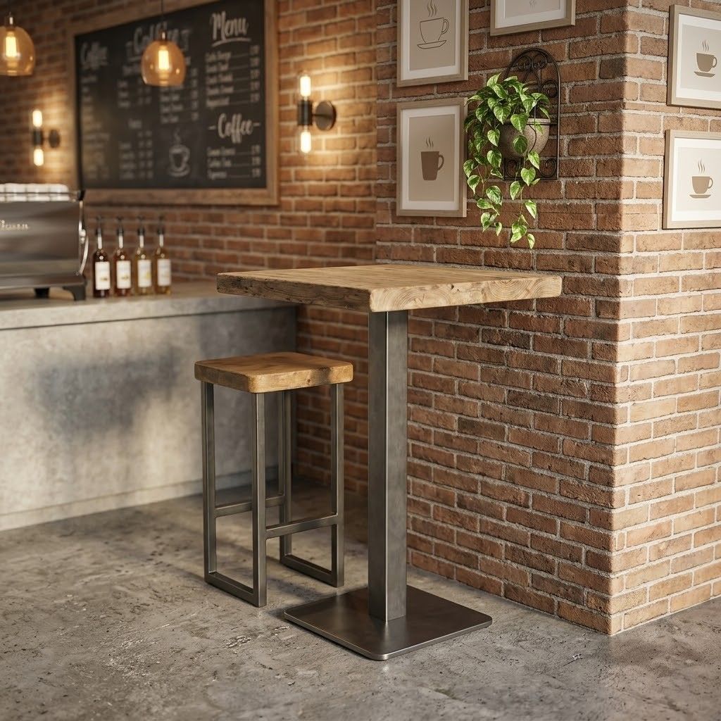 Sleek & Slender Rustic Large Square Poseur Table (Table Top Only) - Image 3