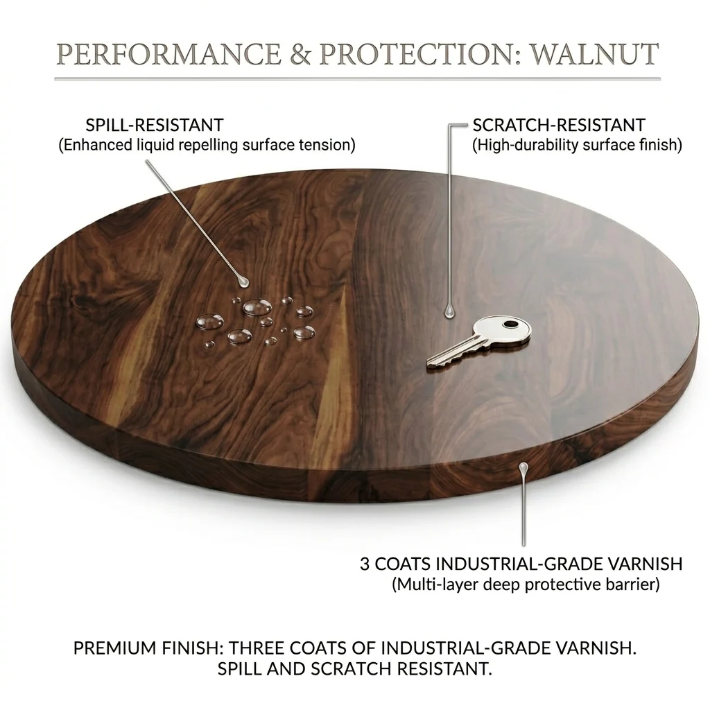 Solid Walnut Small Round Poseur Table (Table Top Only) - Image 3