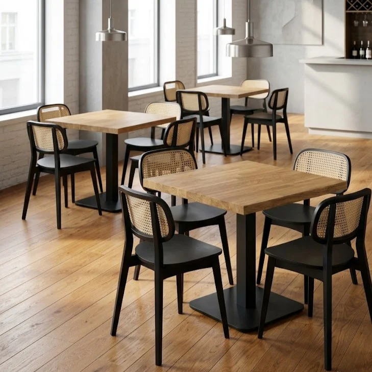 Staved Oak Small Square Pedestal Table (Table Top Only) - Image 3