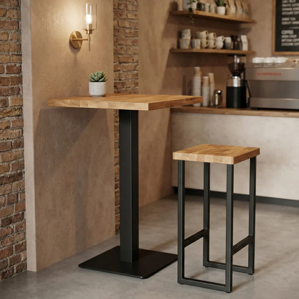 Staved Oak Small Square Poseur Table (Table Top Only) - Image 3