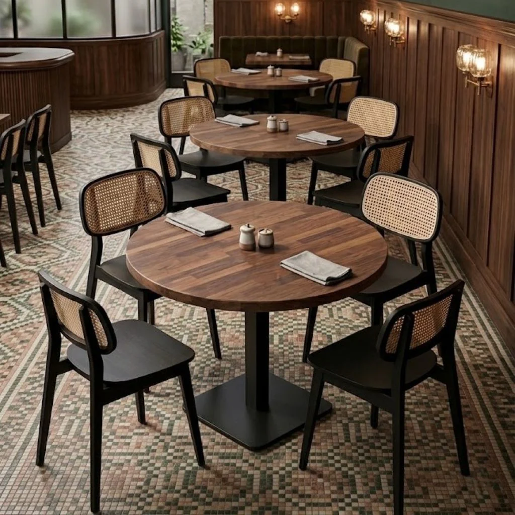 Staved Walnut Small Round Pedestal Table (Table Top Only) - Image 3