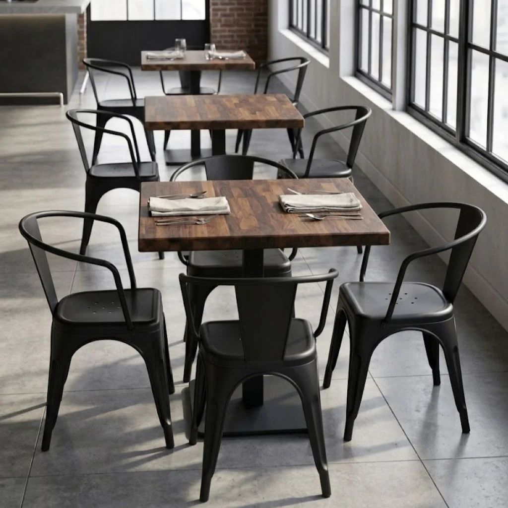 Staved Walnut Small Square Pedestal Table (Table Top Only) - Image 3